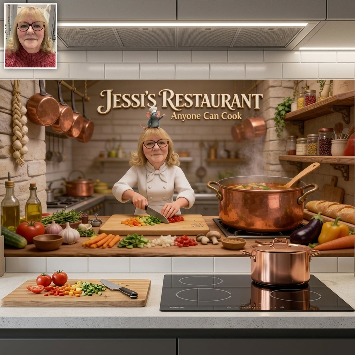 Funny Mouse Chef Oil-Proof Backsplash Decal - Personalized Cooking Wall Decal