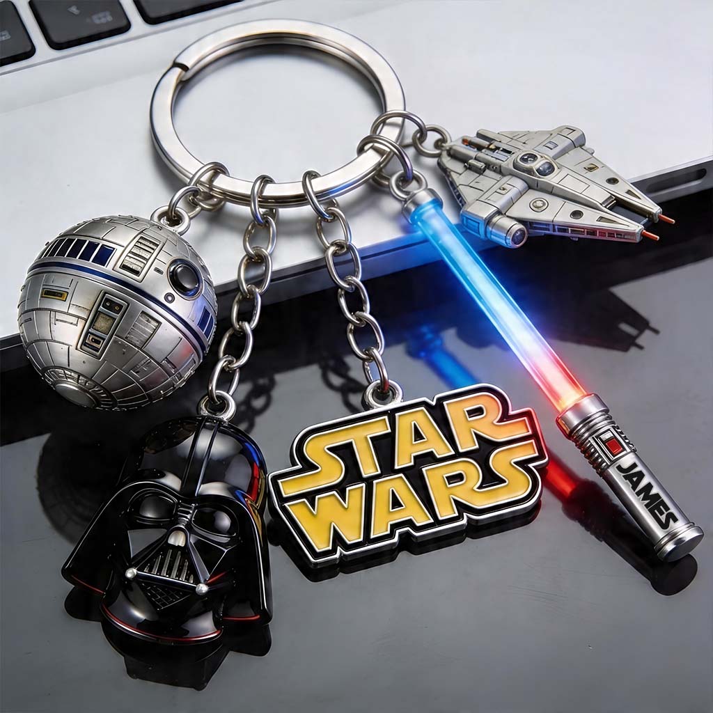 Hello Darkness - Personalized The Force Premium Keychain With Charms