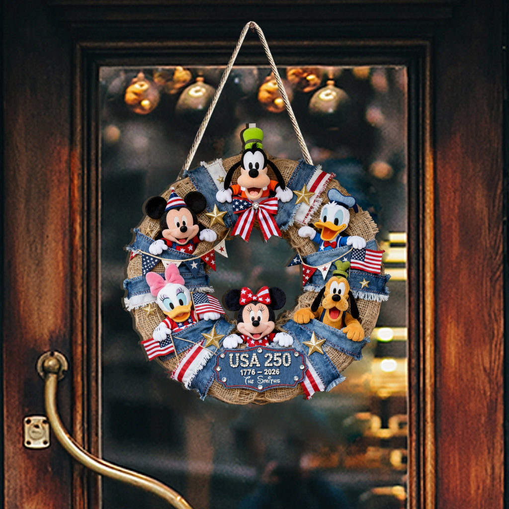 Patrotic Mouse & Co. 250th Anniversaty - Personalized Mouse Custom Shaped Wood Sign