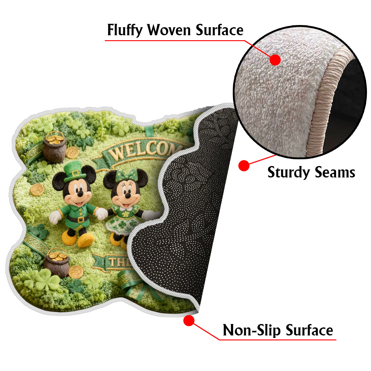 Lucky Magical Friends - Personalized Mouse Non-Slip Tufted Rug