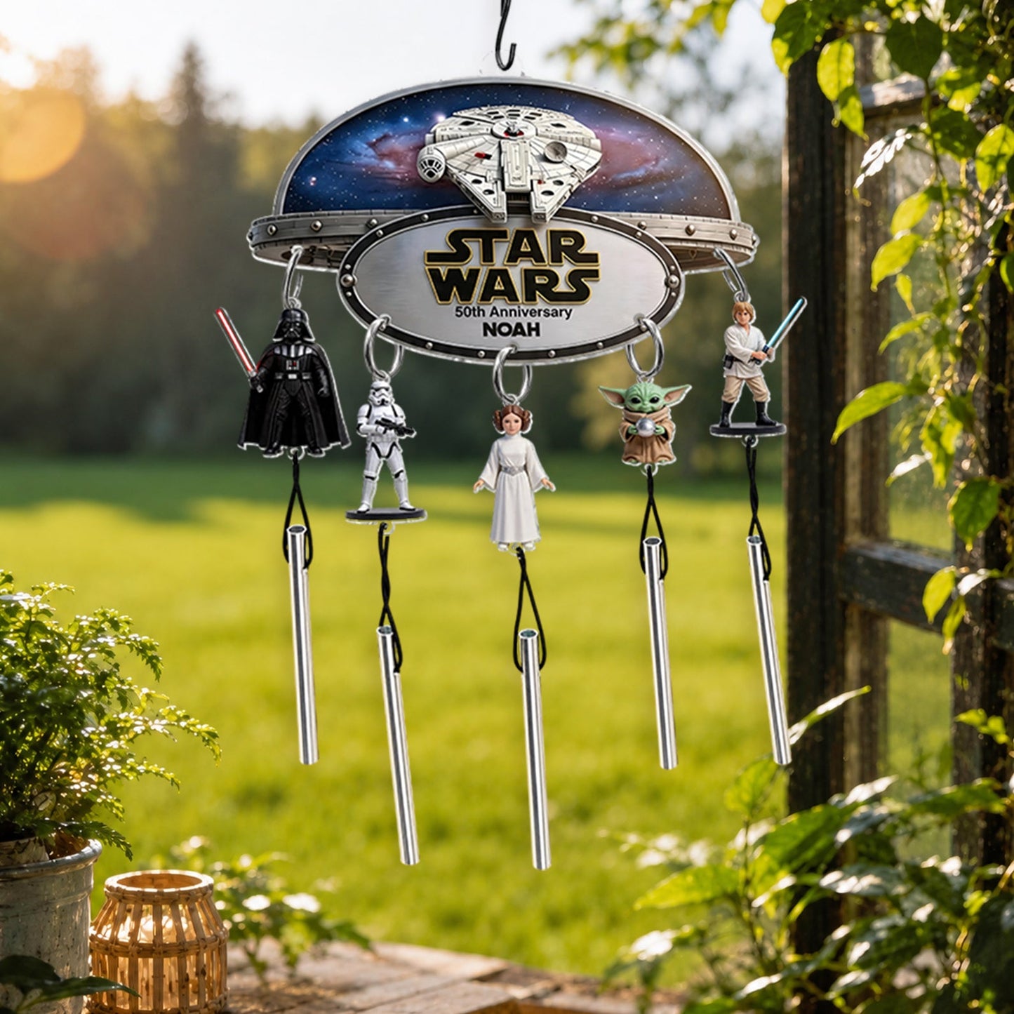 Celebrate 50th Anniversary - Personalized The Force Wind Chime With Charm