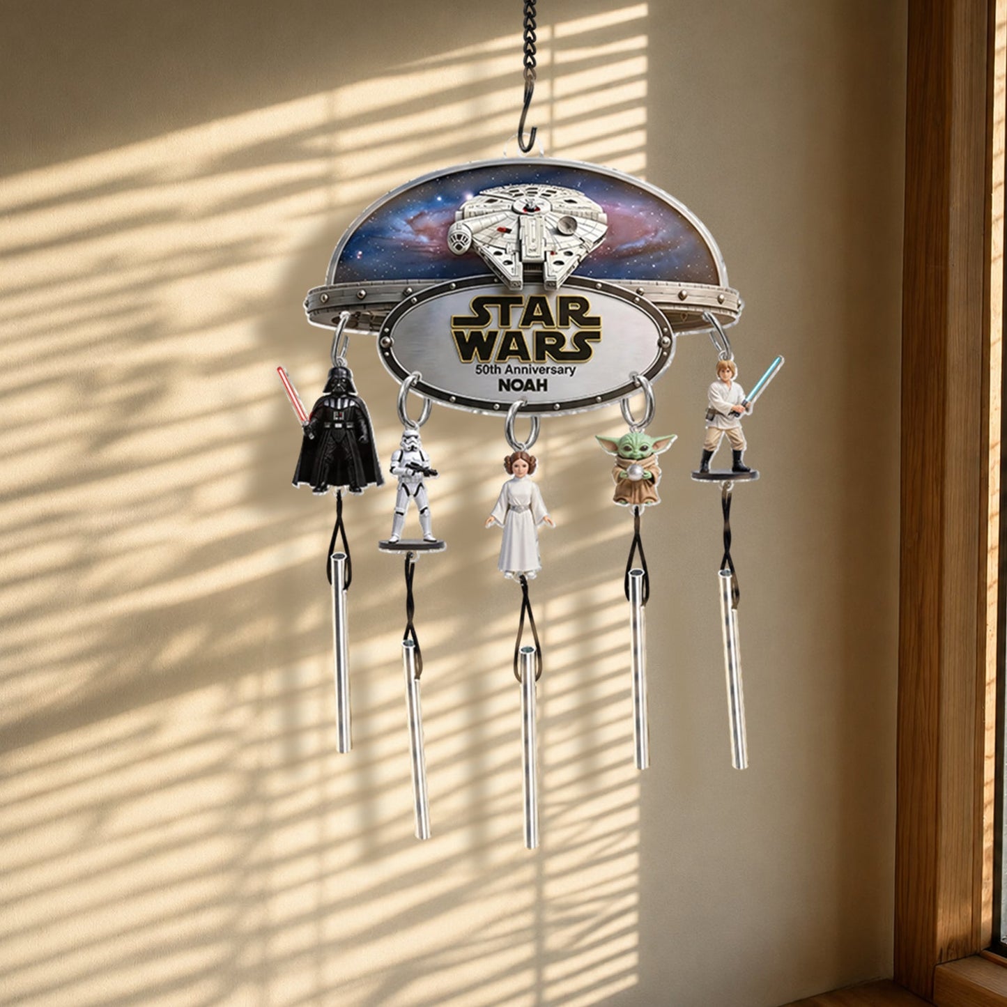 Celebrate 50th Anniversary - Personalized The Force Wind Chime With Charm