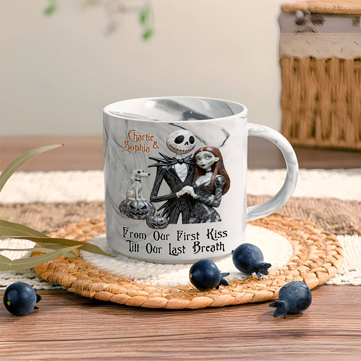From Our First Kiss - Personalized Nightmare Marble Mug
