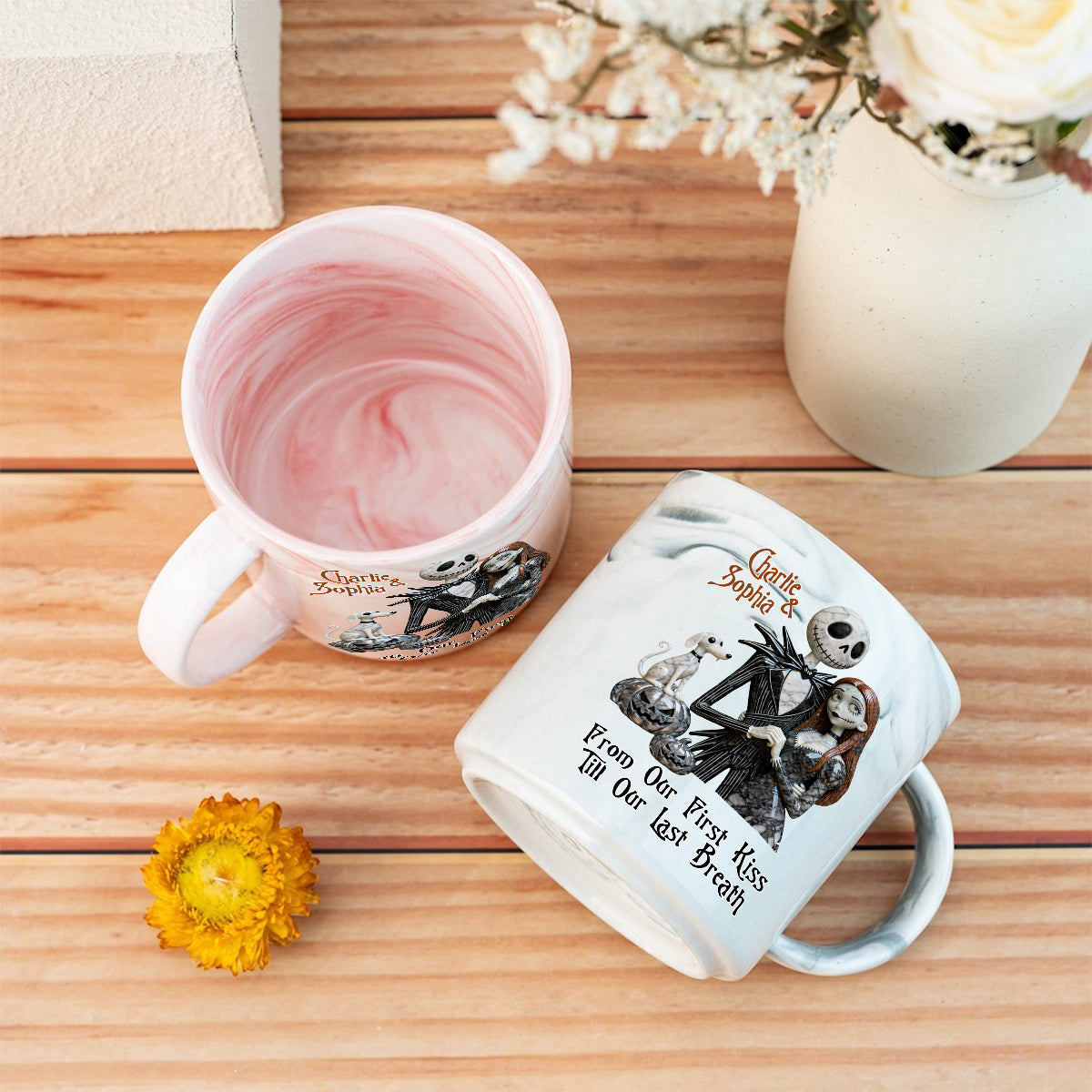 From Our First Kiss - Personalized Nightmare Marble Mug