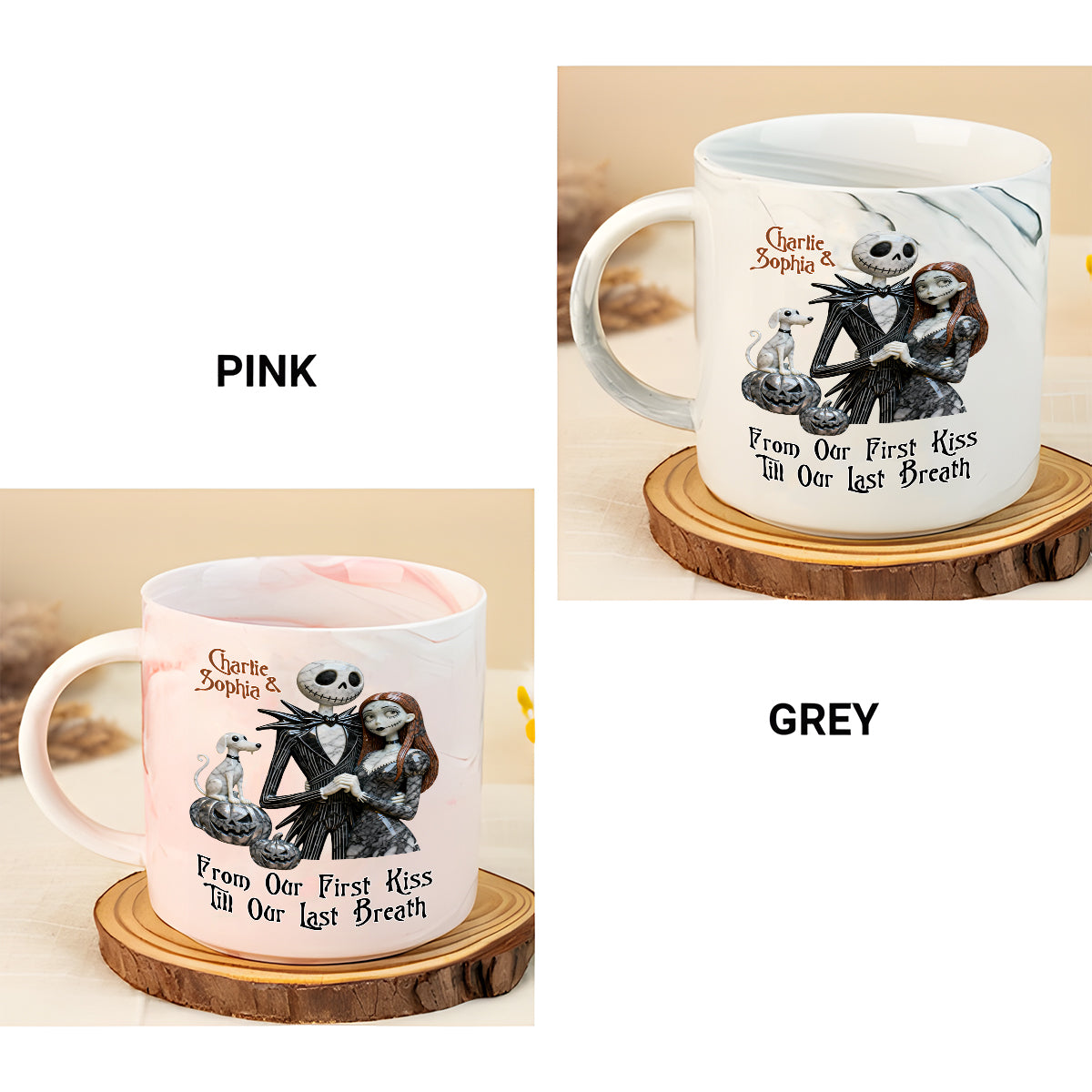 From Our First Kiss - Personalized Nightmare Marble Mug