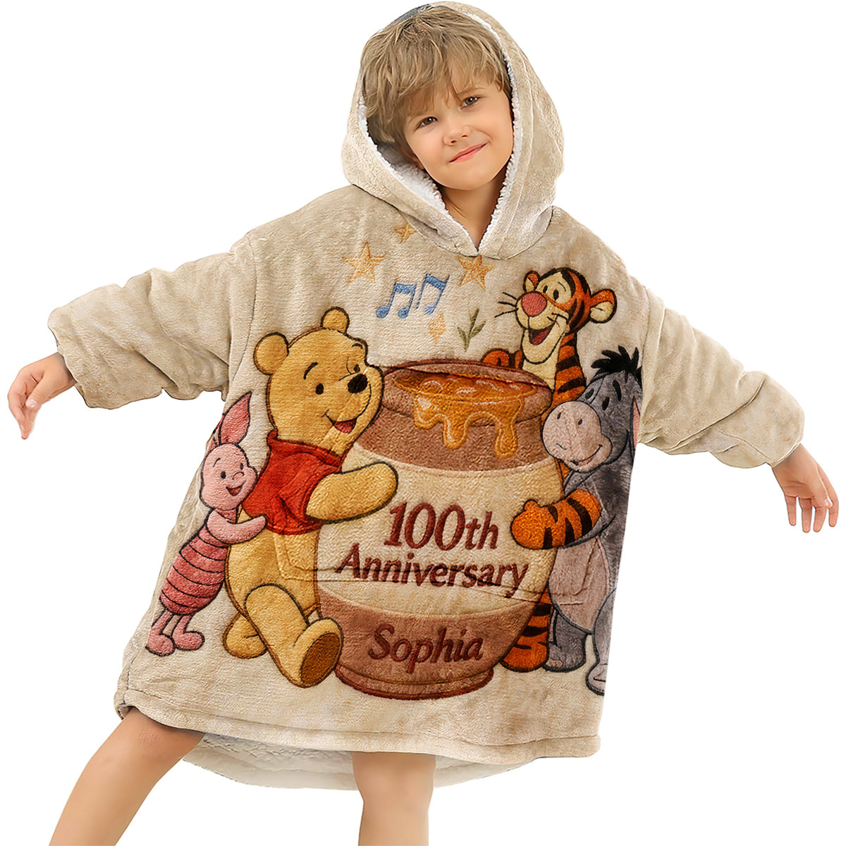 Honey Bear 100th Anniversary - Personalized Mouse Blanket Hoodie