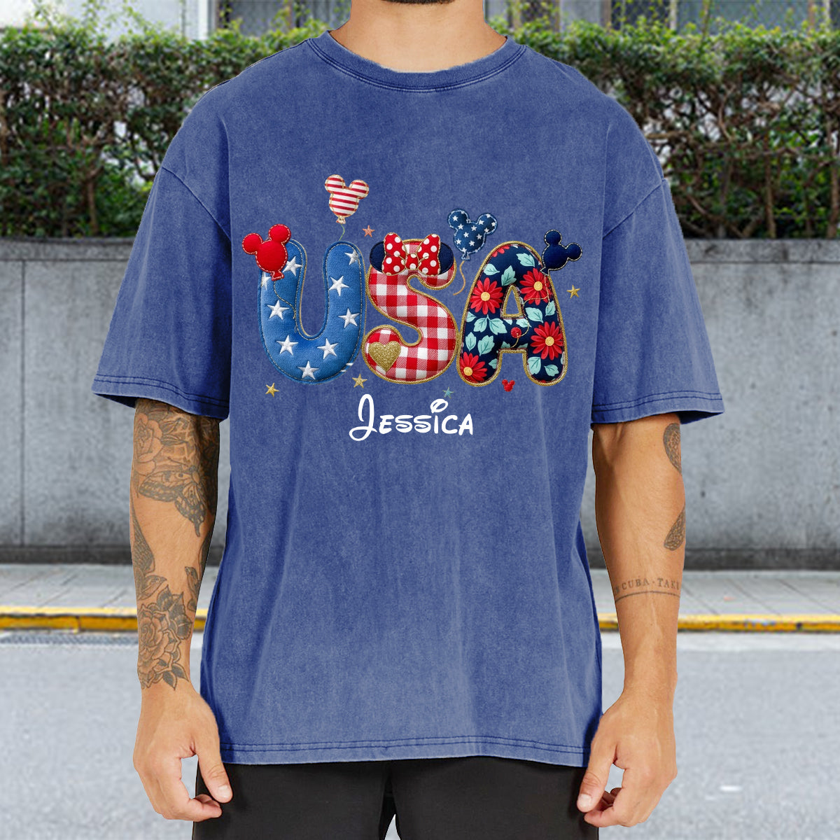 Stars And Stripes - Personalized Mouse Wash T-Shirt