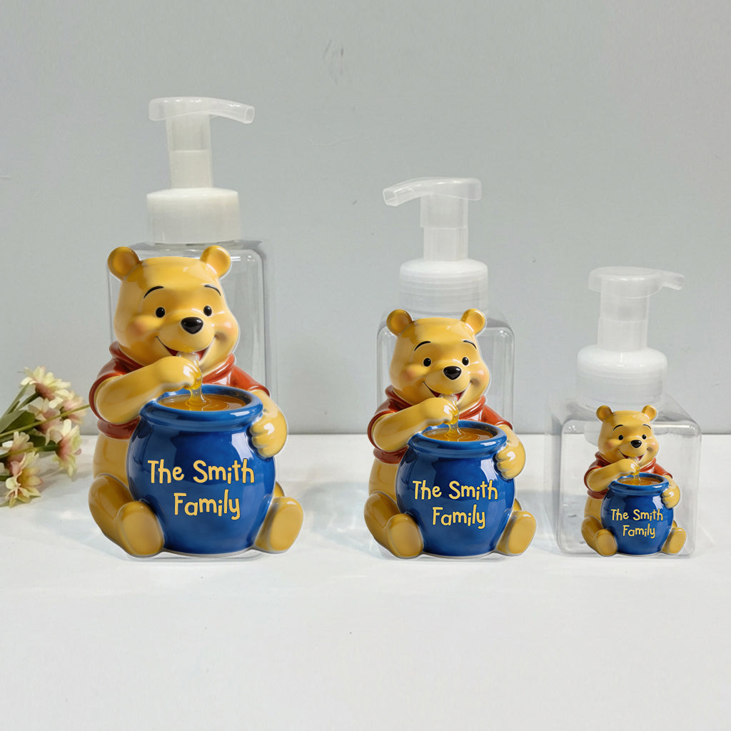 Bathroom Honey Bear Set Soap Dispenser & Toothbrush Holder - Personalized Yellow Bear Acrylic Pot & Pump Dispenser