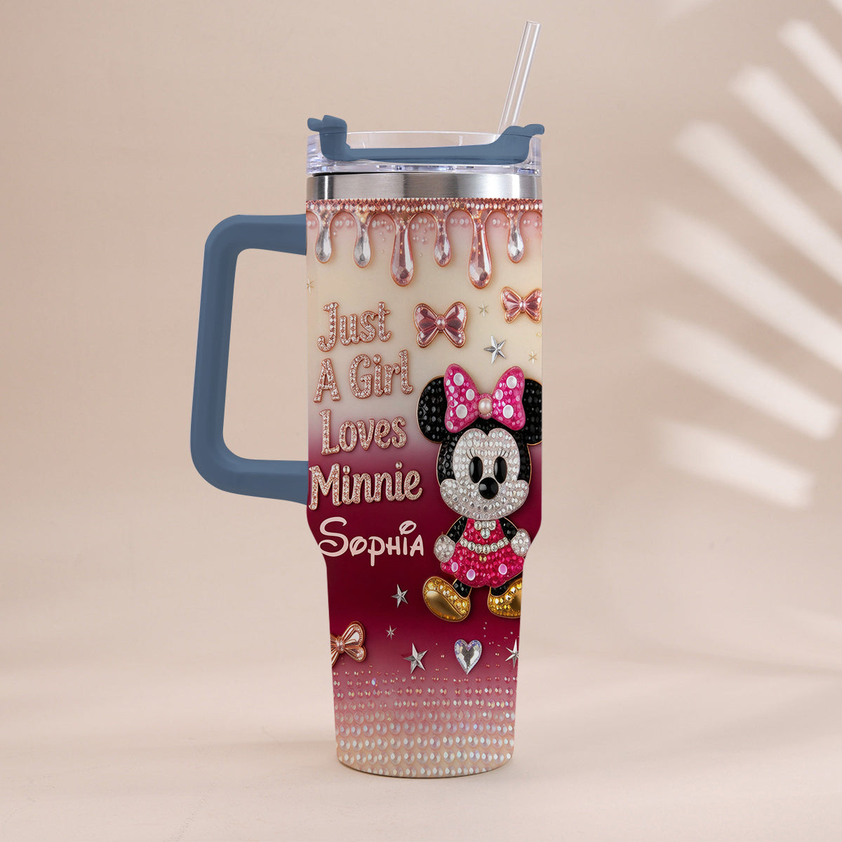 Just A Girl Who Loves The Mouses - Personalized Mouse Tumbler With Handle