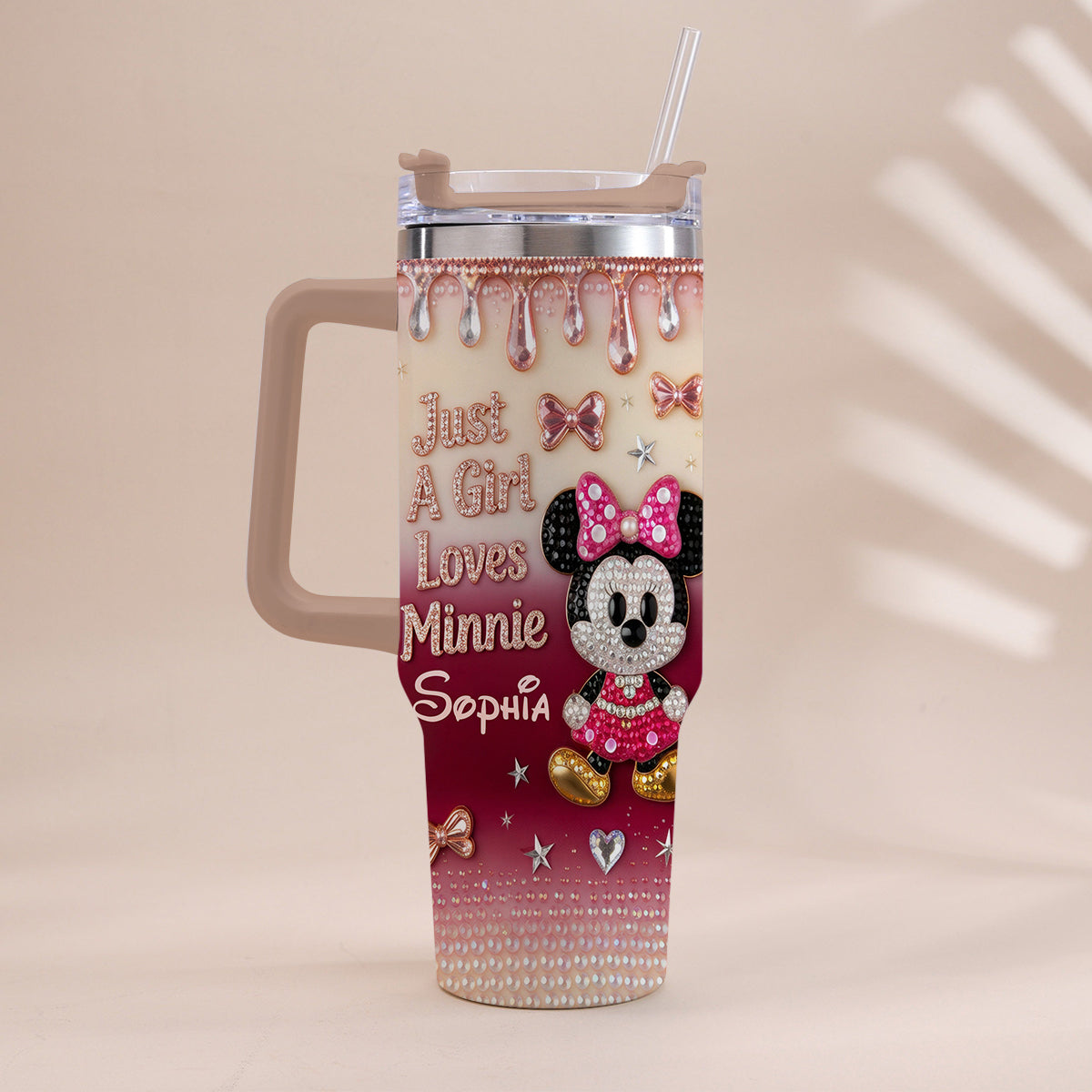 Just A Girl Who Loves The Mouses - Personalized Mouse Tumbler With Handle