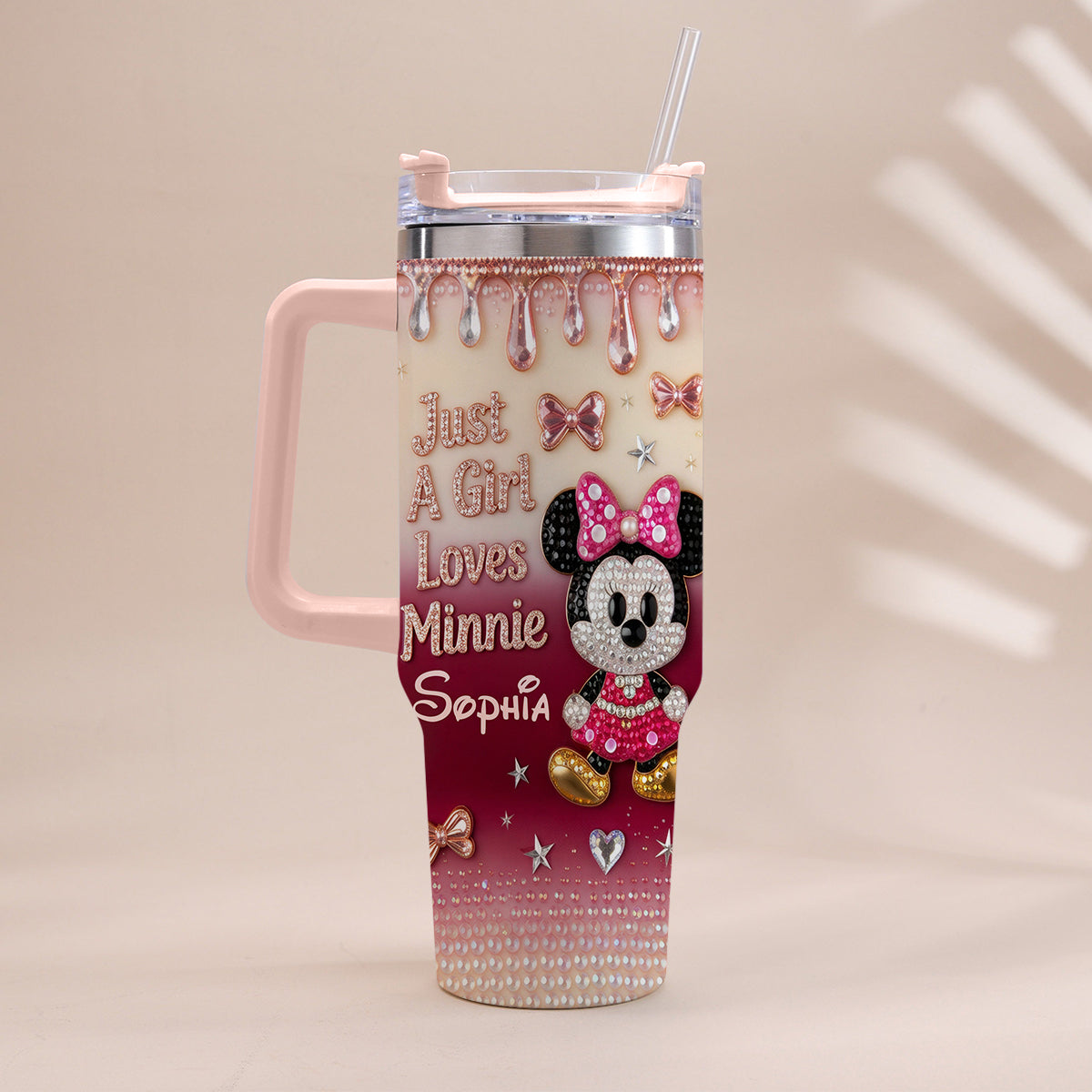 Just A Girl Who Loves The Mouses - Personalized Mouse Tumbler With Handle