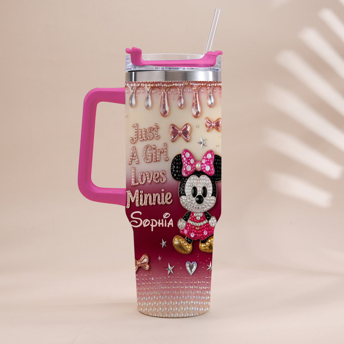 Just A Girl Who Loves The Mouses - Personalized Mouse Tumbler With Handle