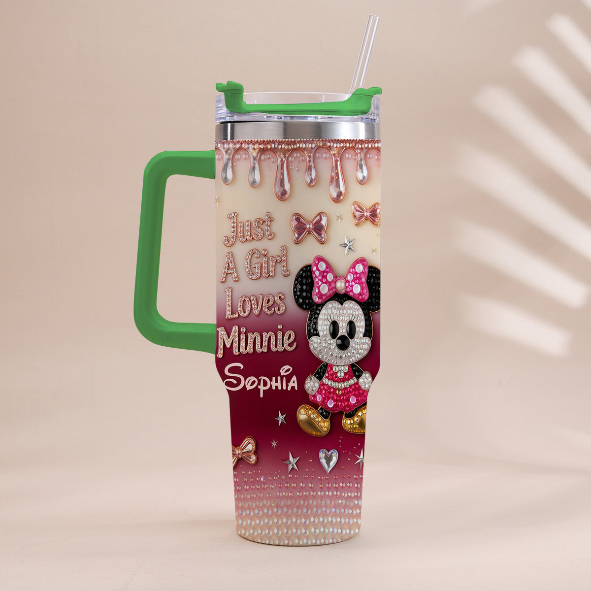 Just A Girl Who Loves The Mouses - Personalized Mouse Tumbler With Handle