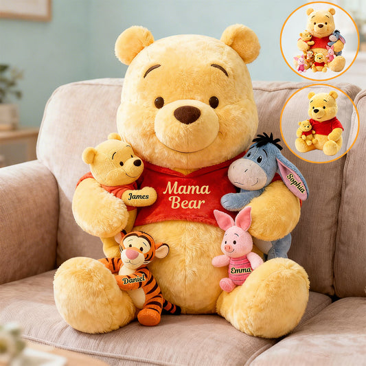 Mama Bear - Personalized Yellow Bear Premium Faux Fur Pillow