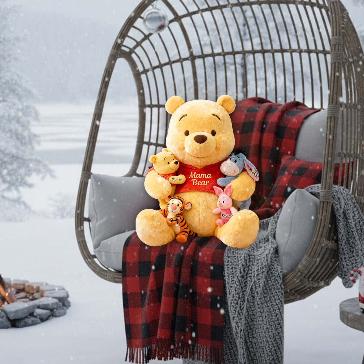 Mama Bear - Personalized Yellow Bear Premium Faux Fur Pillow