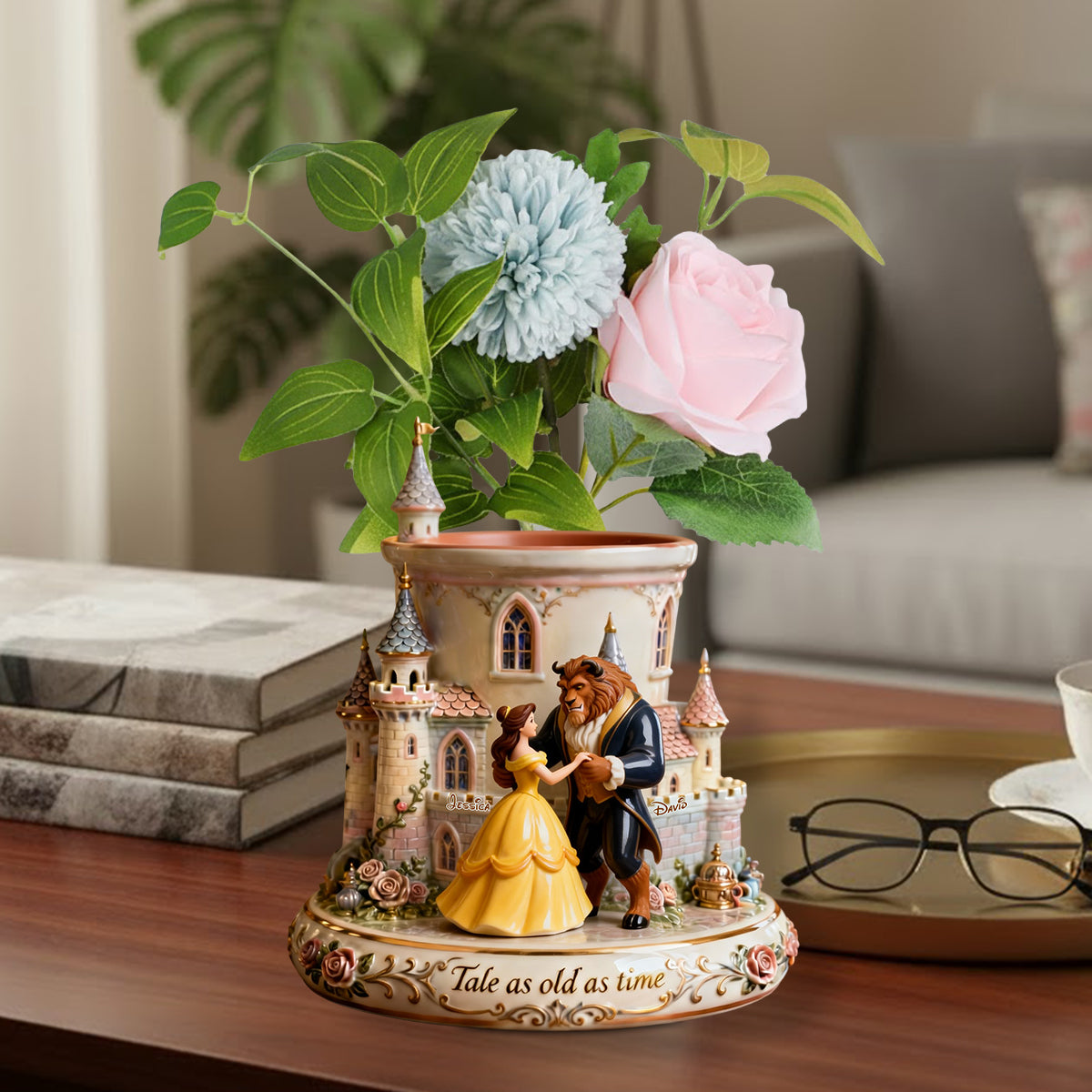 Tale As Old As Time - Personalized Beauty And The Beast Custom Shape Acrylic Flower Vase