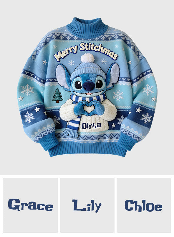 Blue Christmas - Personalized Ohana Mock Neck Sweatshirt