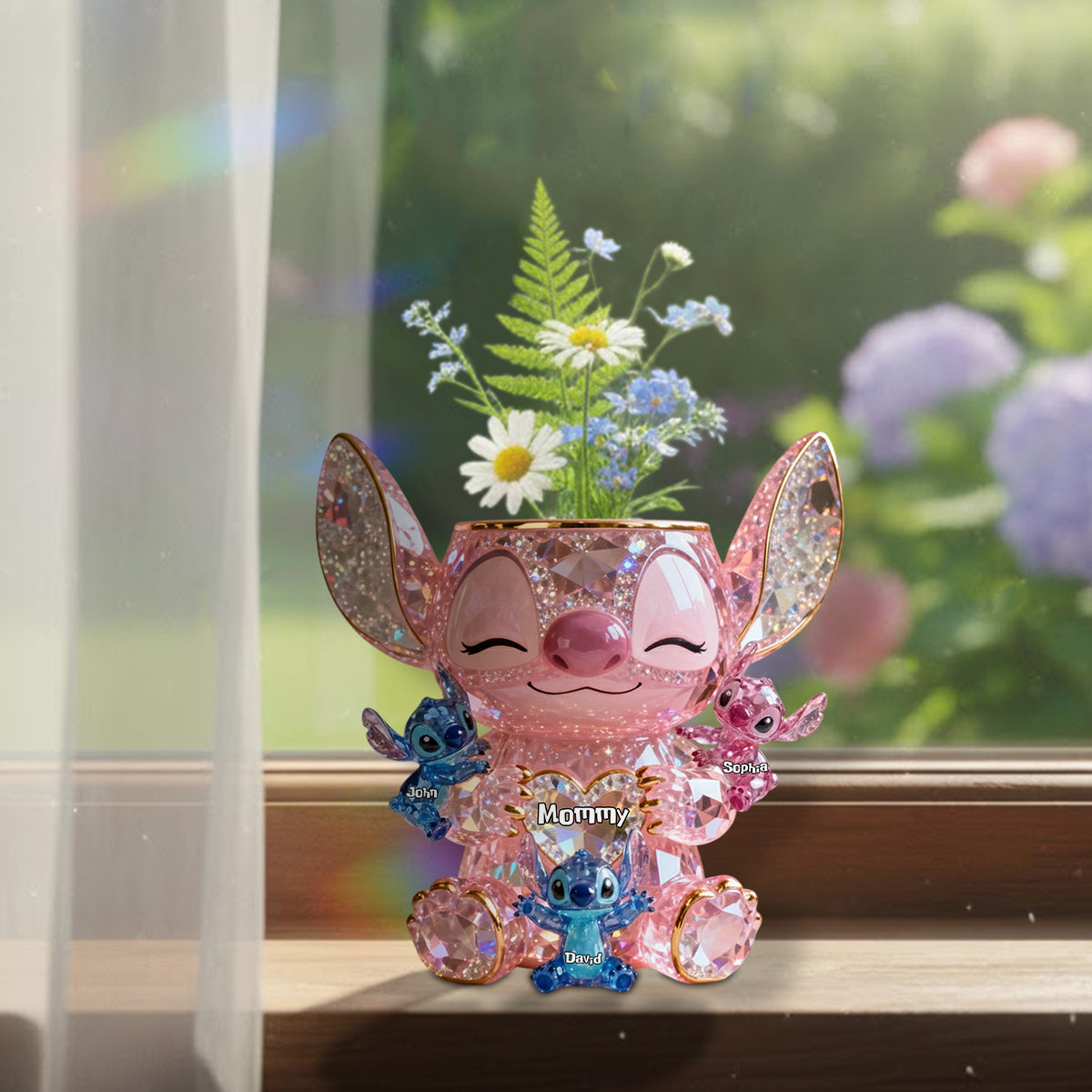 Cute Sparkling Alien - Personalized Ohana Custom Shape Acrylic Flower Vase