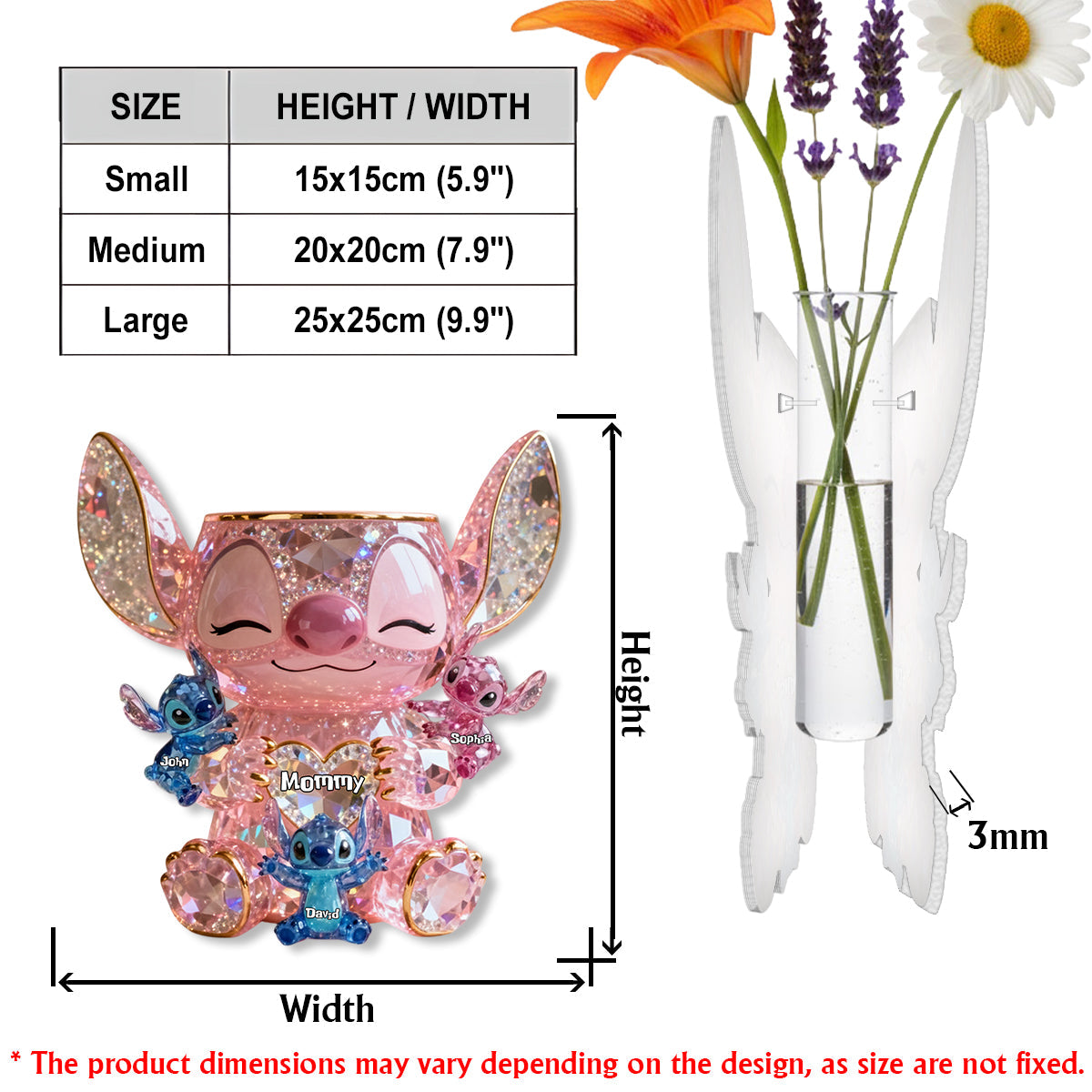 Cute Sparkling Alien - Personalized Ohana Custom Shape Acrylic Flower Vase