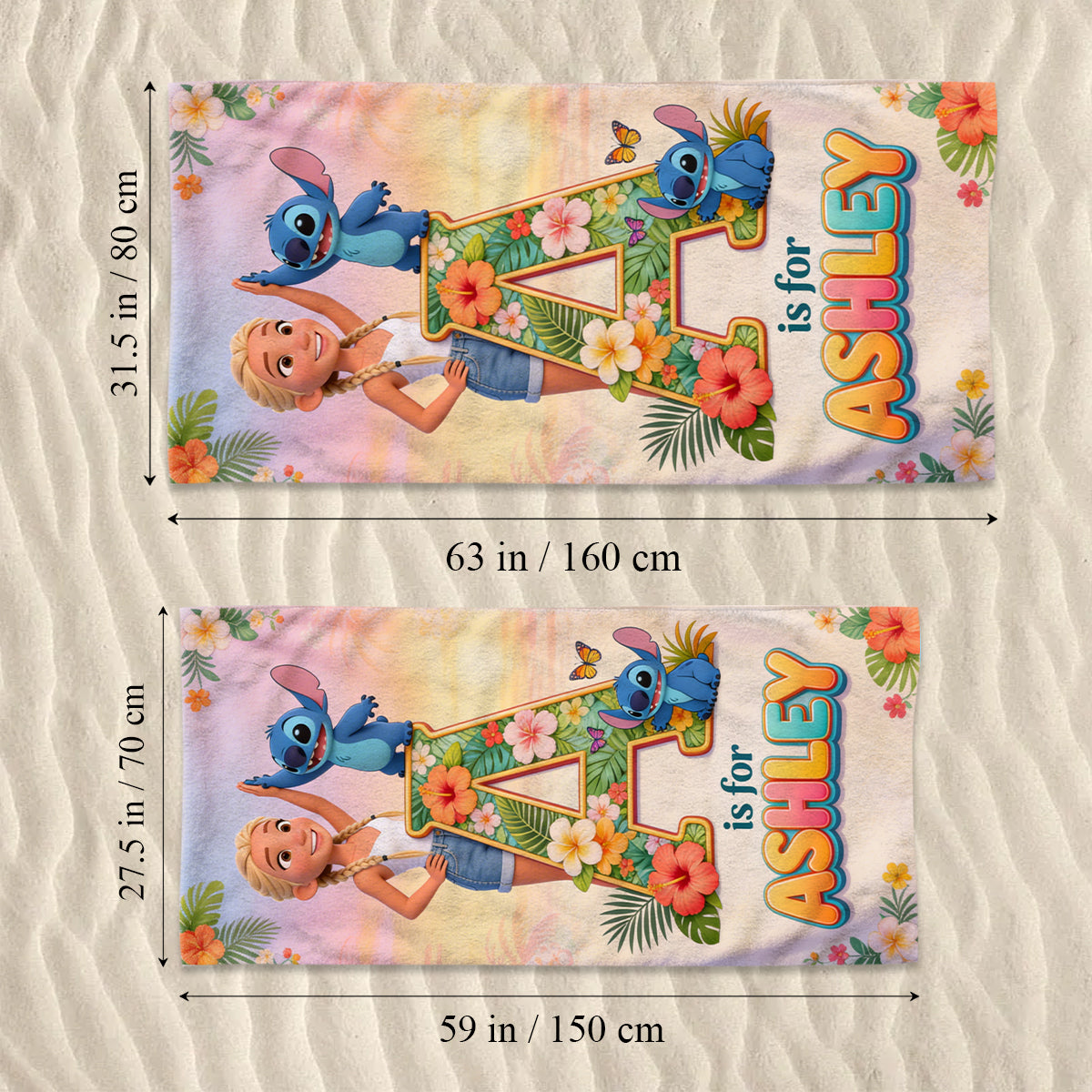 Ohana Alphabet Custom From Photo - Personalized Ohana Quick-dry Beach Towel/ Bath Towel