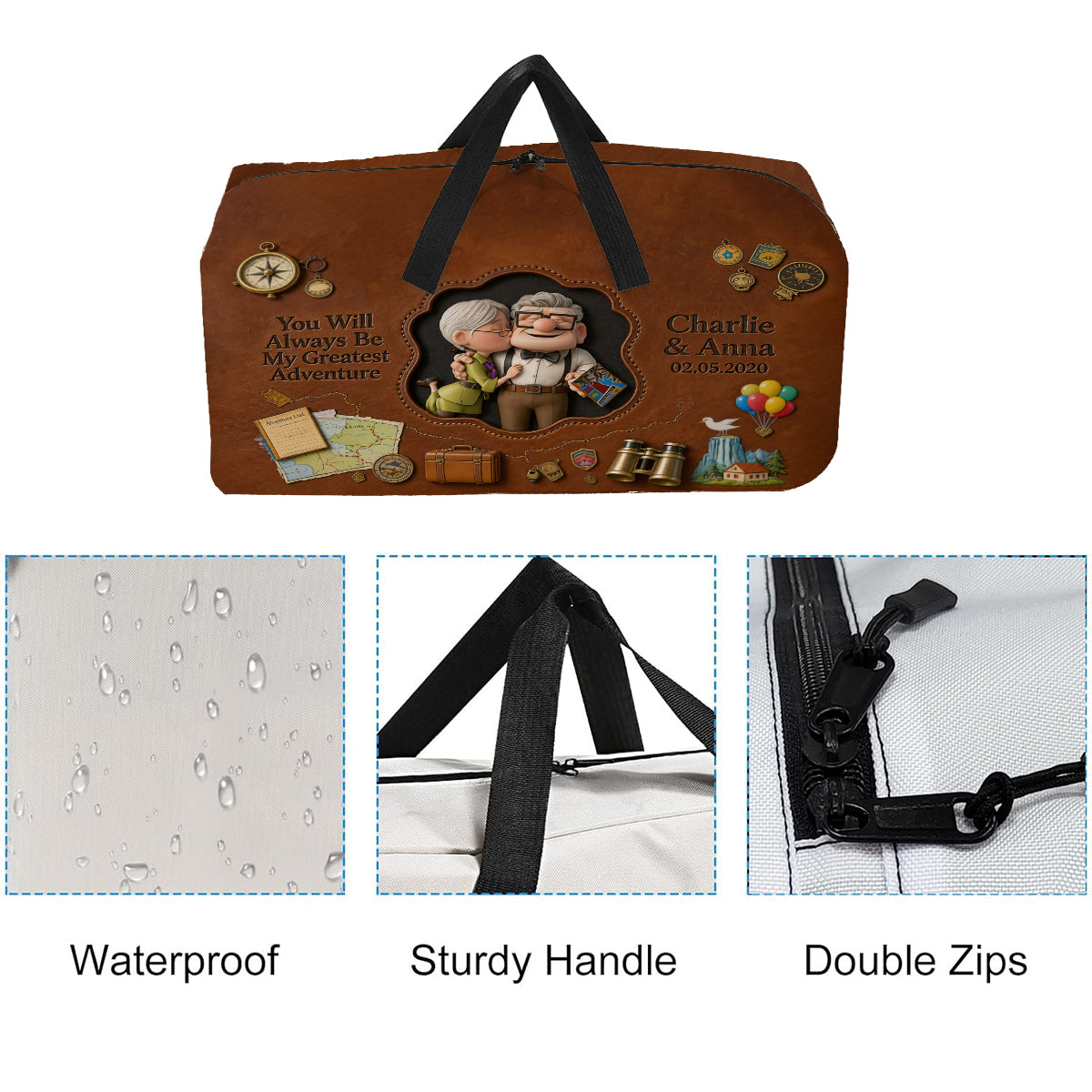 You Will Always Be My Greatest Adventure - Personalized Up Movie Couple Duffle Bag