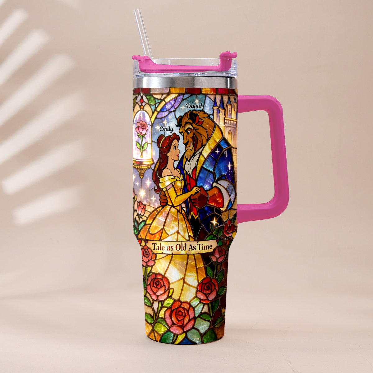Tale As Old As Time - Personalized Beauty And The Beast Tumbler With Plush Charm