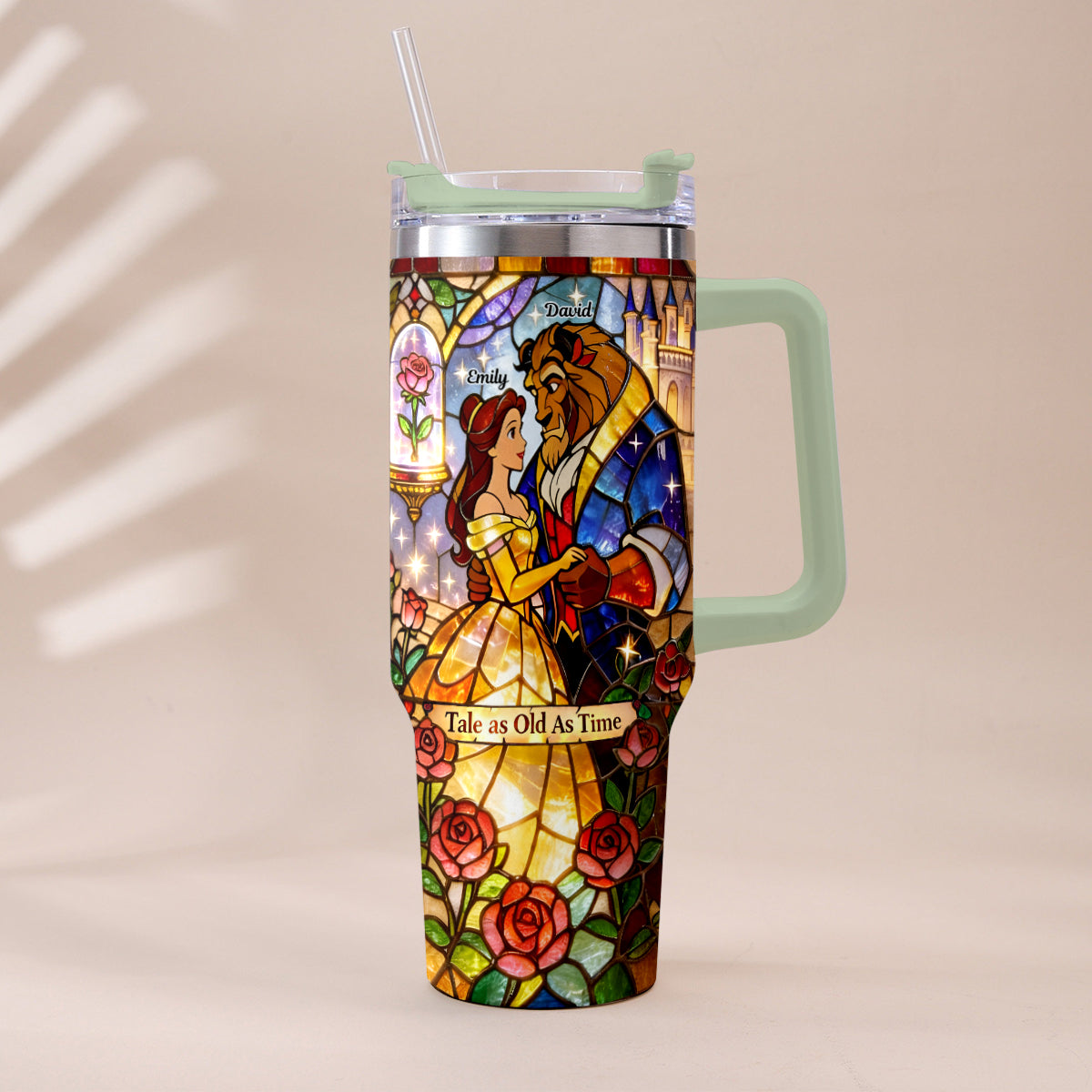Tale As Old As Time - Personalized Beauty And The Beast Tumbler With Plush Charm