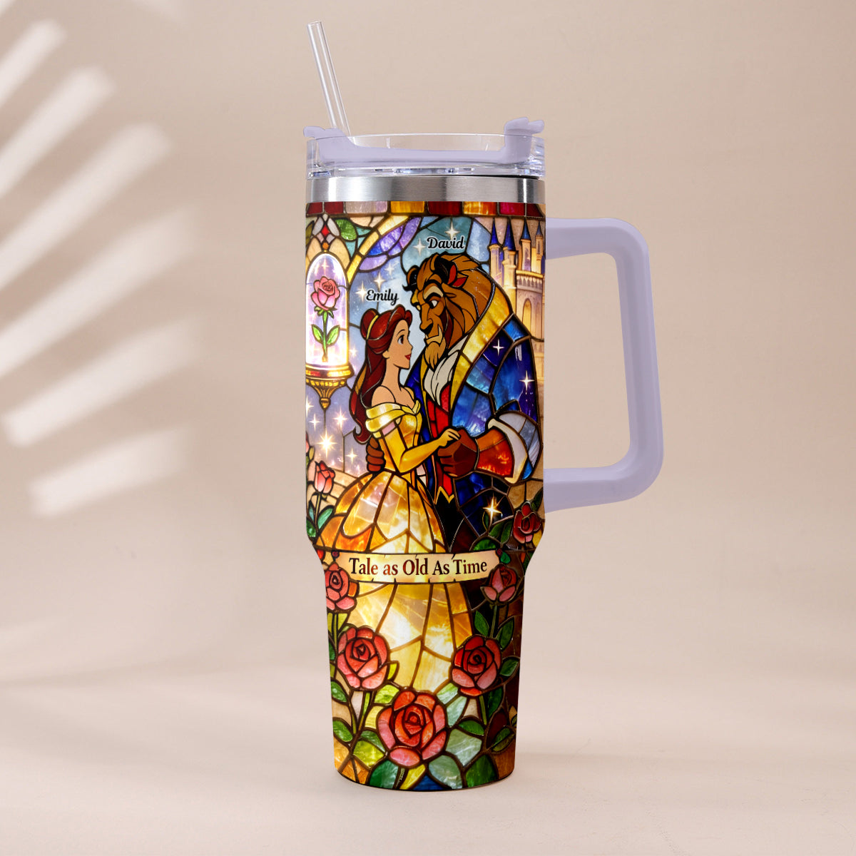 Tale As Old As Time - Personalized Beauty And The Beast Tumbler With Plush Charm