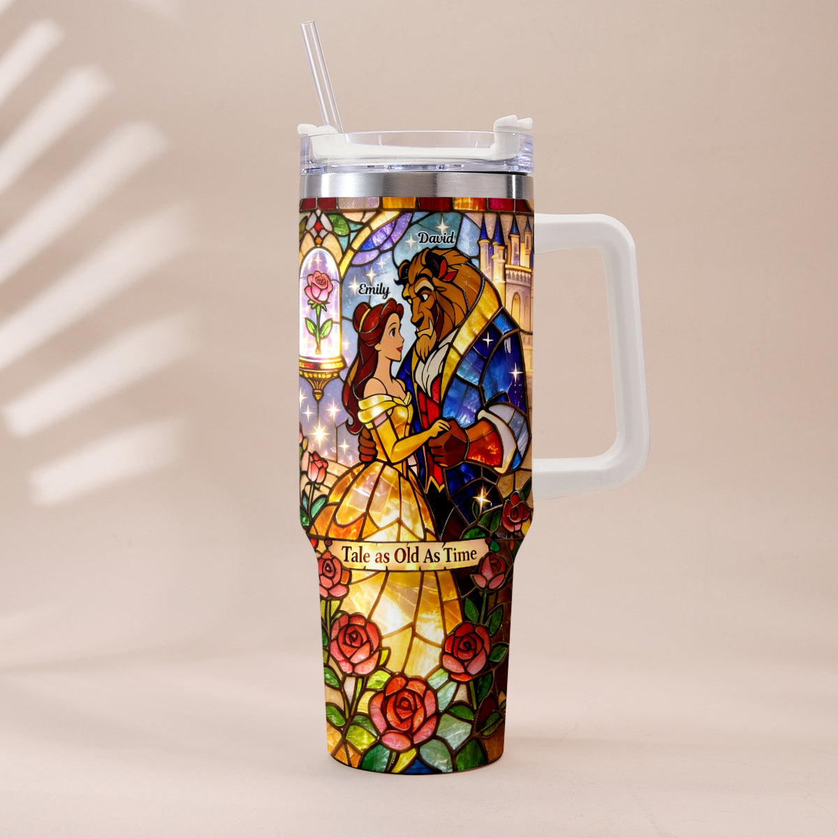 Tale As Old As Time - Personalized Beauty And The Beast Tumbler With Plush Charm