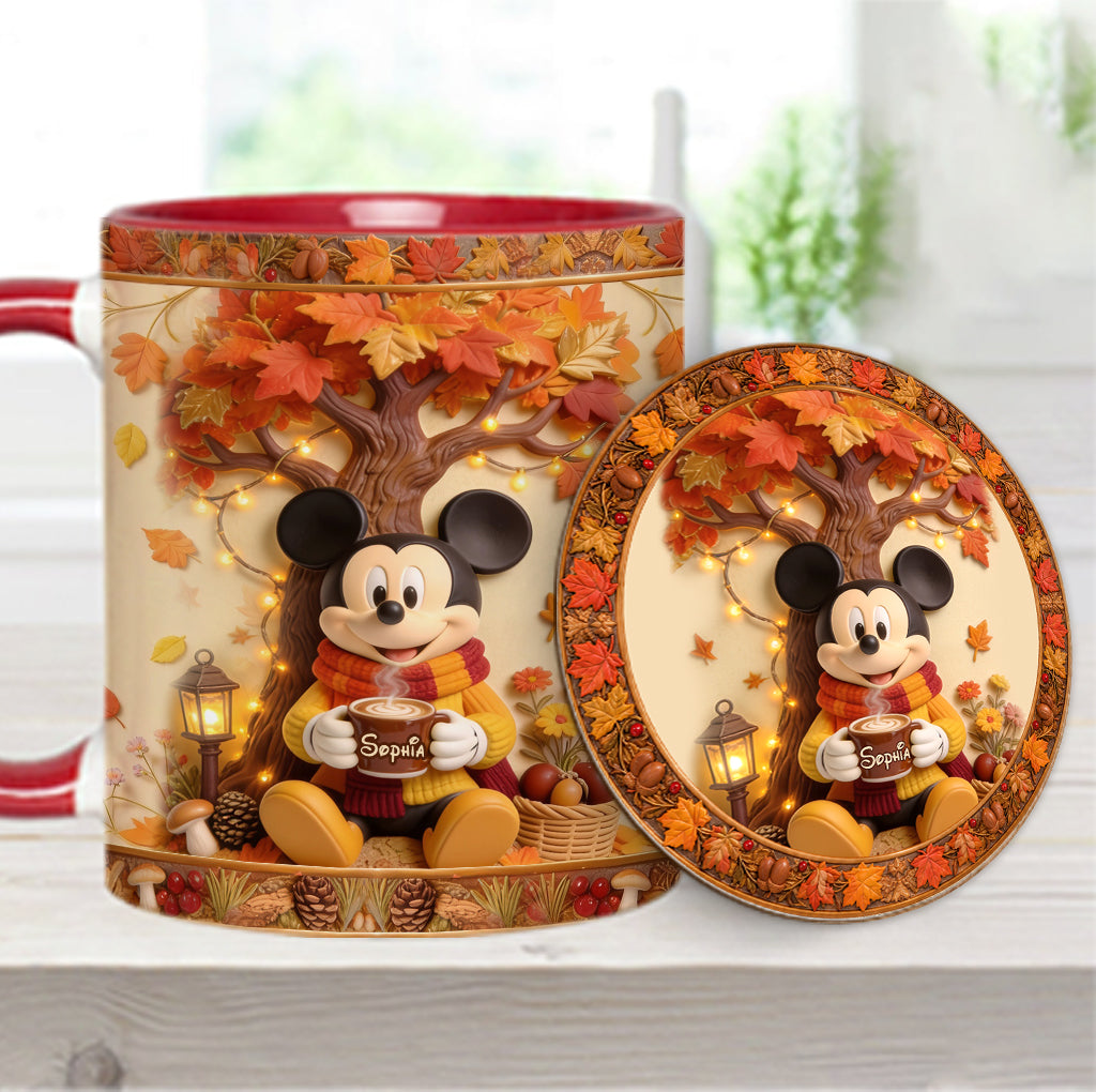 Fall Vibes - Personalized Mouse Accent Mug & Coaster