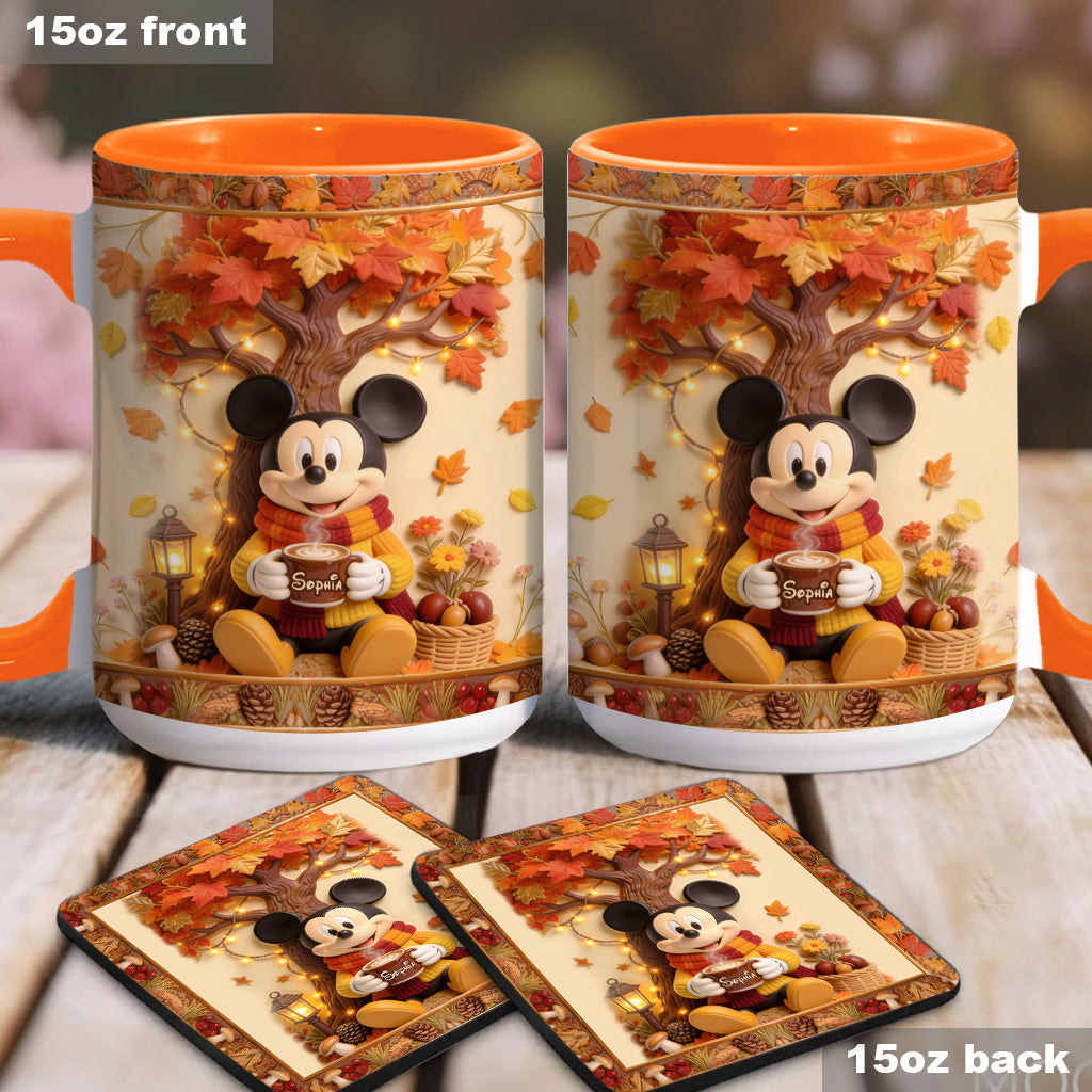 Fall Vibes - Personalized Mouse Accent Mug & Coaster