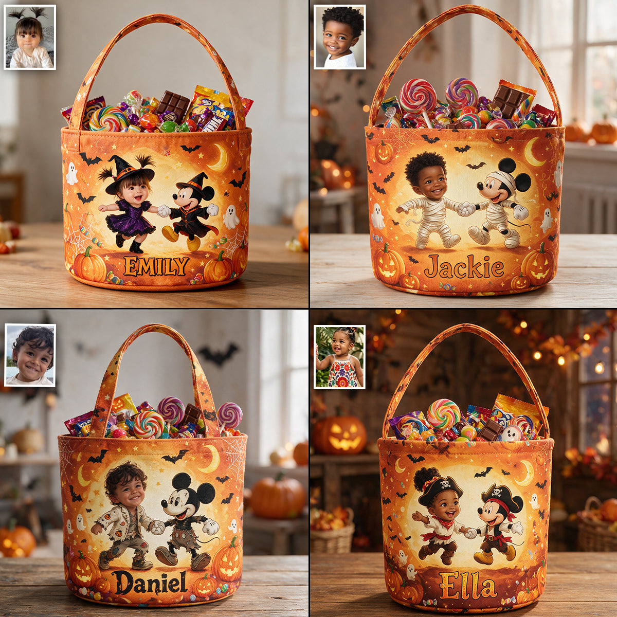Trick Or Treat - Personalized Mouse Canvas Bucket Bag