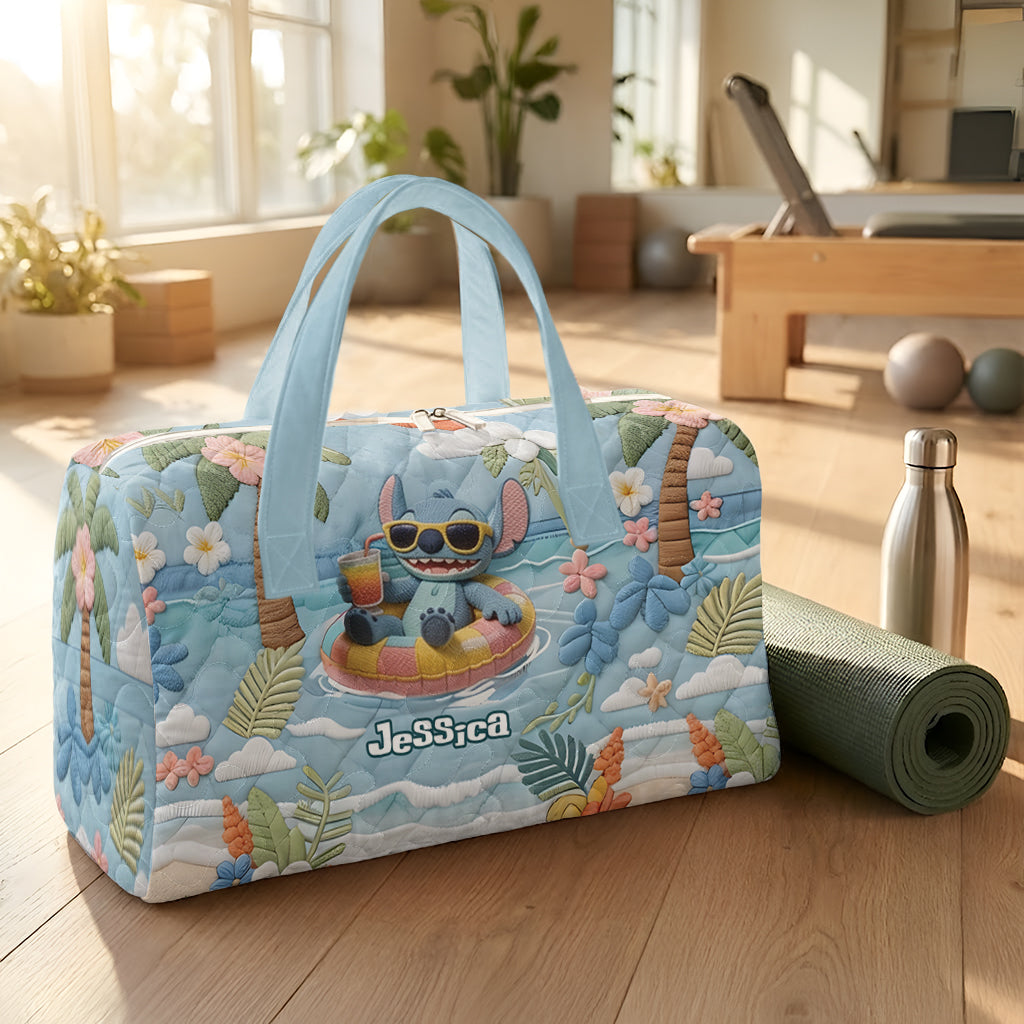 Blue Monster Summer Vibes - Personalized Ohana Quilt Duffle Bag & Plush Charm