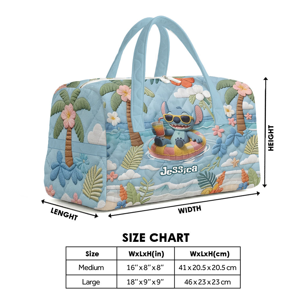 Blue Monster Summer Vibes - Personalized Ohana Quilt Duffle Bag & Plush Charm