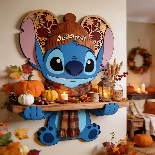 It's The Most Beautiful Time Of The Year - Personalized Ohana Wooden Floating Shelf