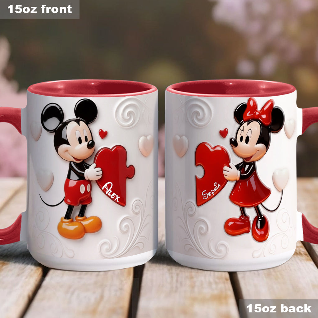 Magical Cartoon Mouse Couple, Matching Mug - Personalized Mouse Accent Mug