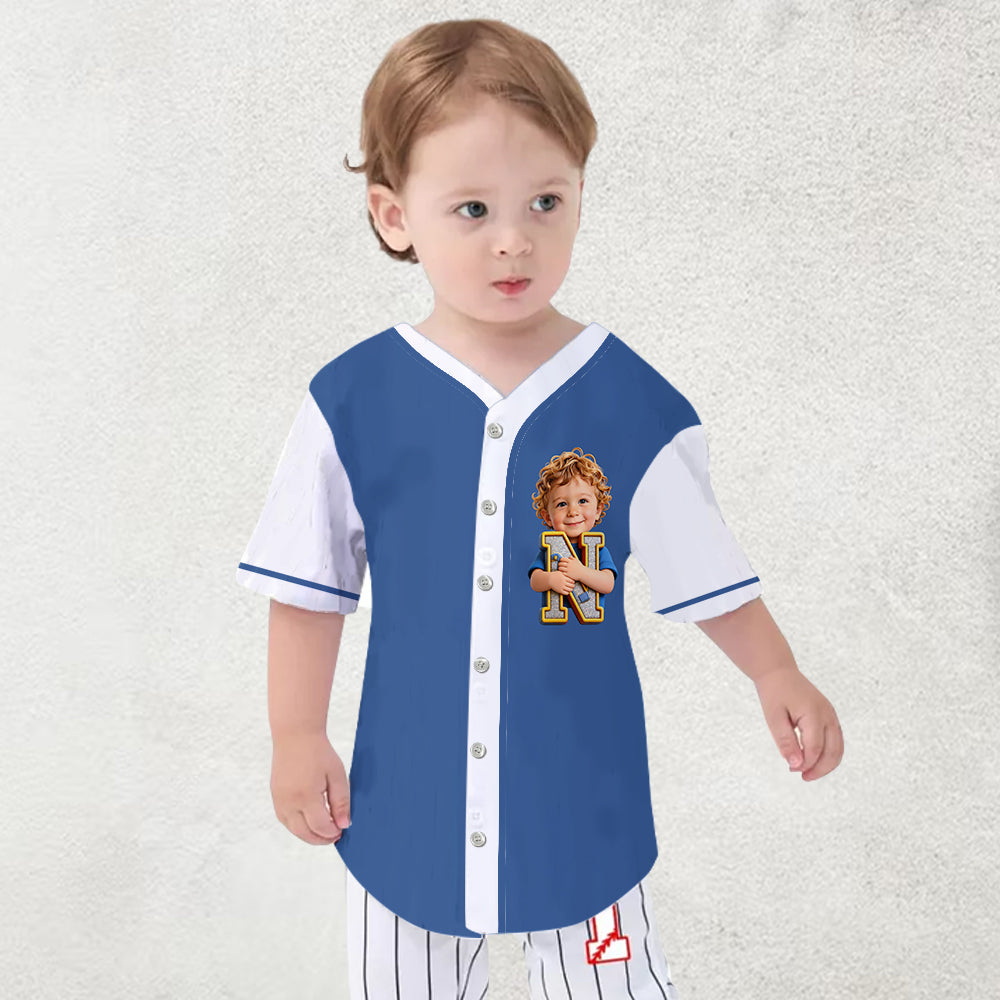 Custom Photo, Alphabet, Any Theme - Personalized Kid Baseball Jersey