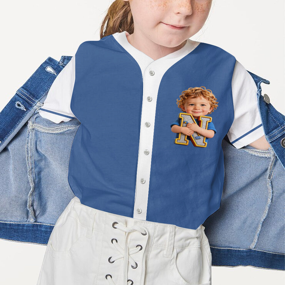 Custom Photo, Alphabet, Any Theme - Personalized Kid Baseball Jersey