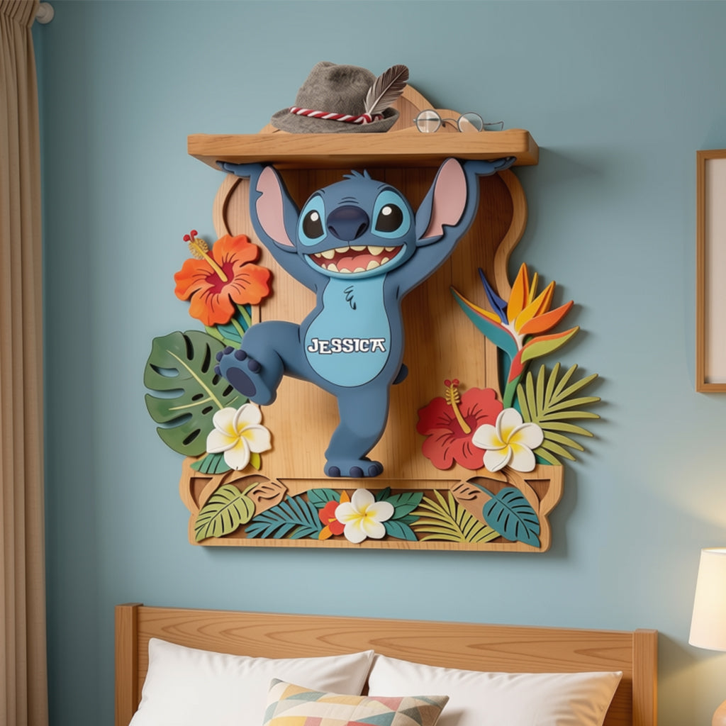 Let Me Help - Personalized Ohana Wooden Floating Shelf