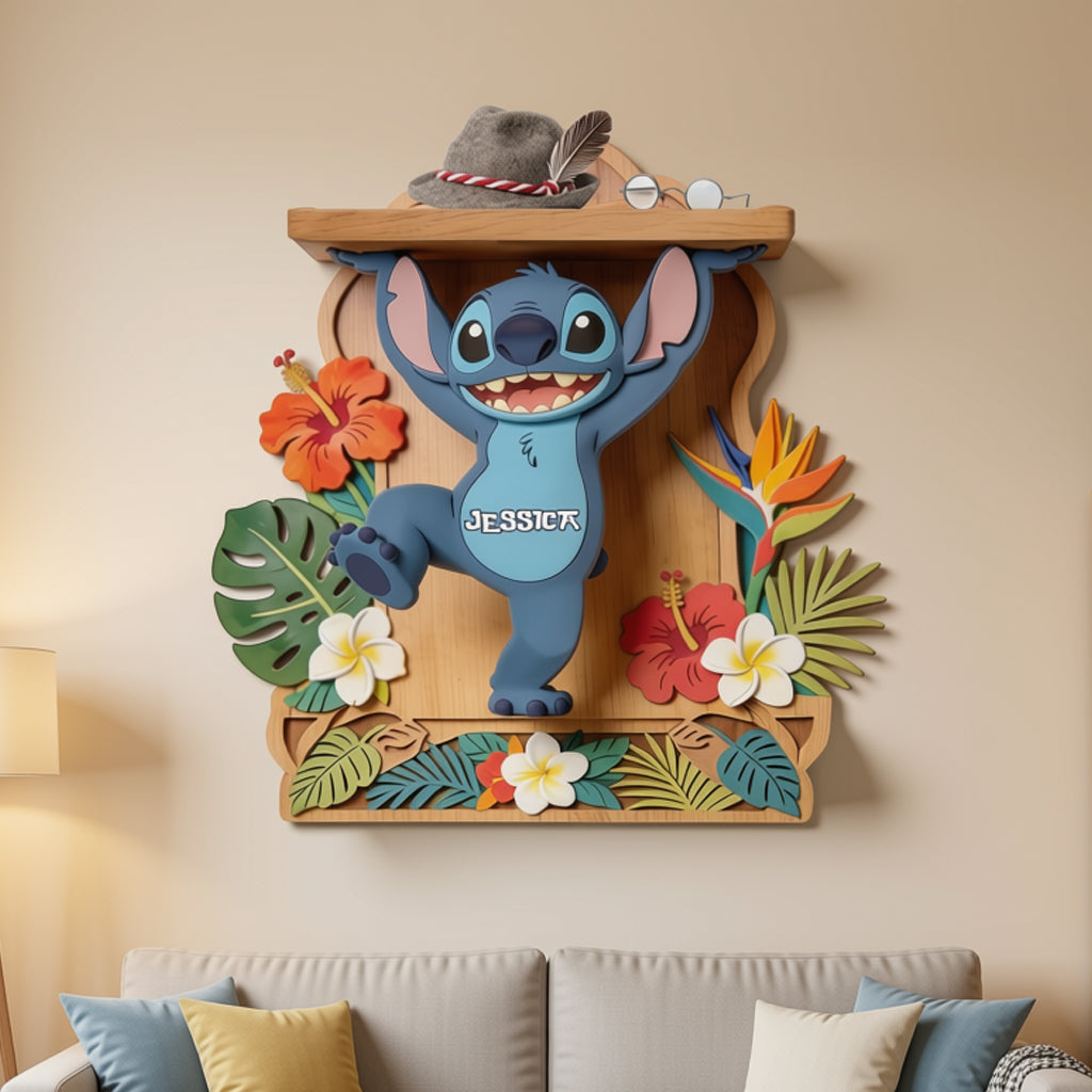 Let Me Help - Personalized Ohana Wooden Floating Shelf