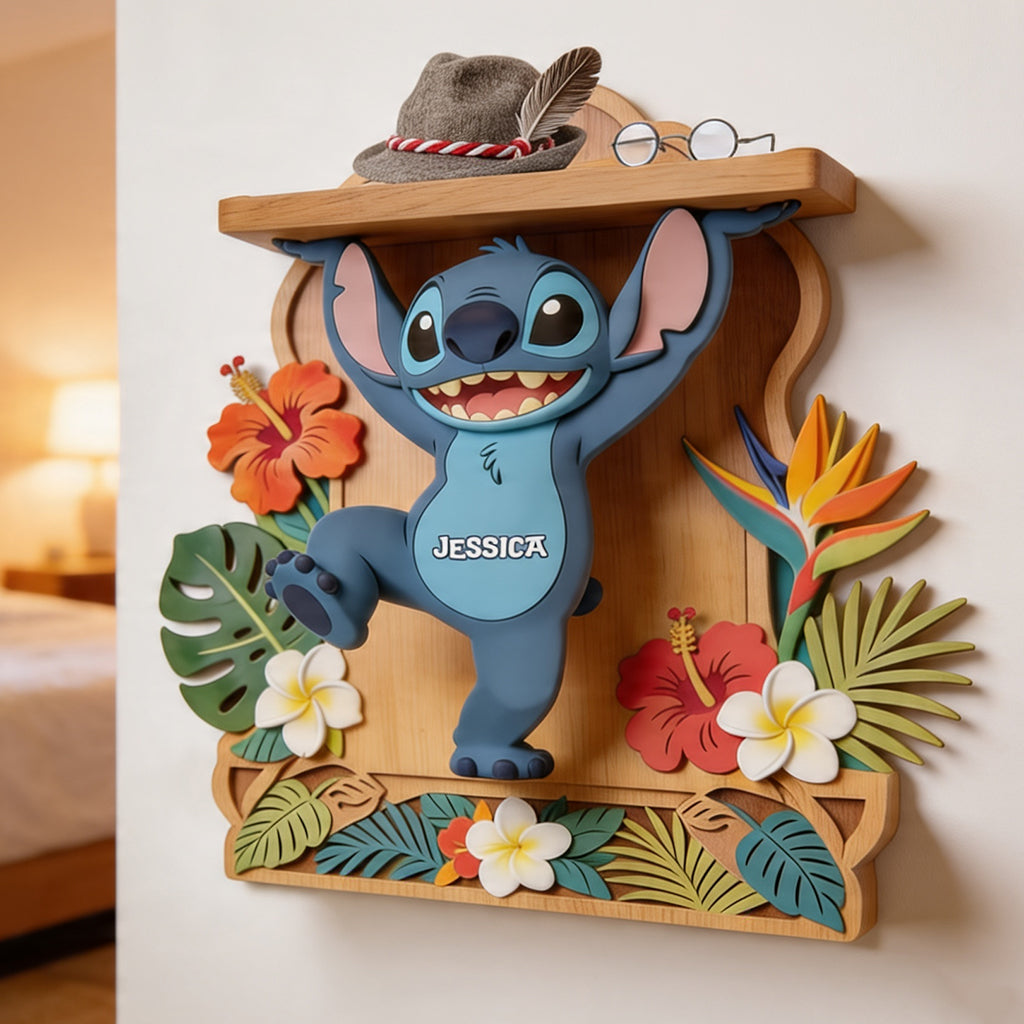 Let Me Help - Personalized Ohana Wooden Floating Shelf