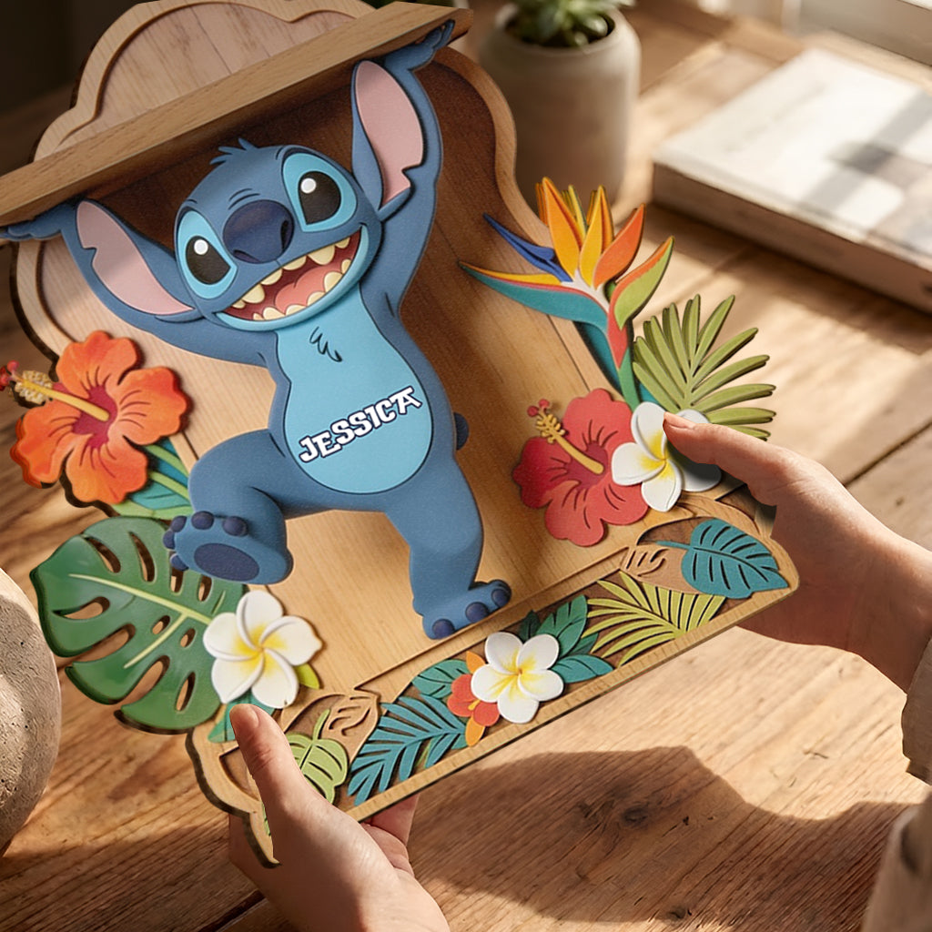 Let Me Help - Personalized Ohana Wooden Floating Shelf