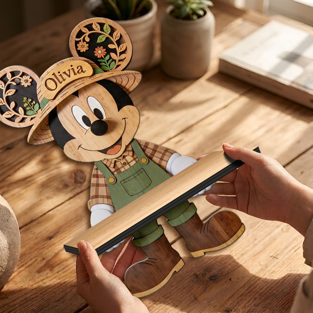 Cartoon Mouse Garden - Personalized Mouse Wooden Floating Shelf