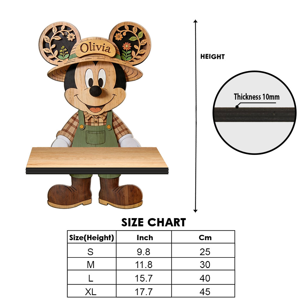 Cartoon Mouse Garden - Personalized Mouse Wooden Floating Shelf