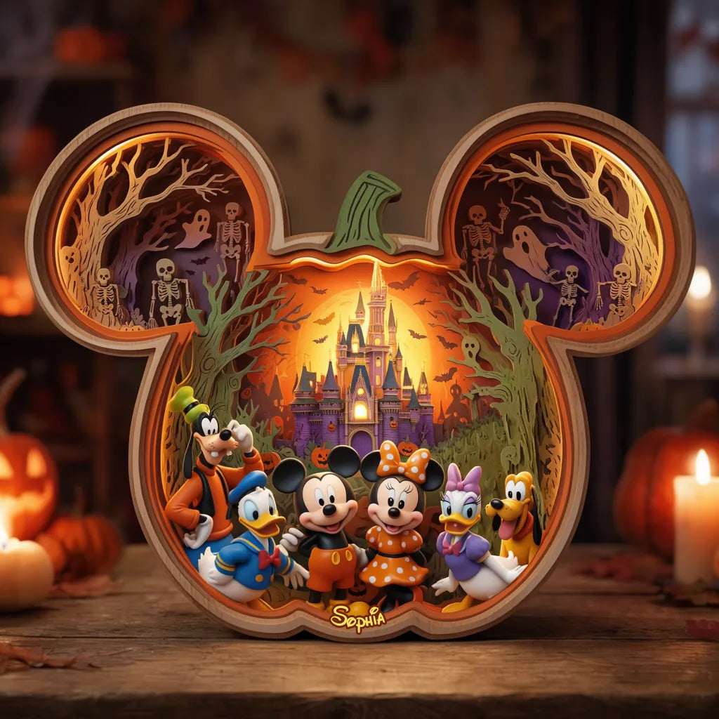 Spooky Night - Personalized Mouse Wooden Light Shadow Box