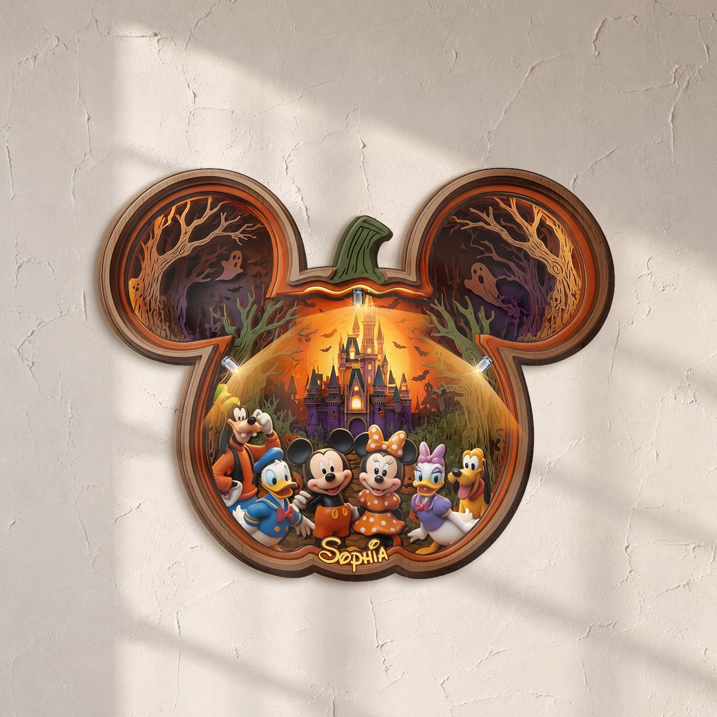 Spooky Night - Personalized Mouse Wooden Light Shadow Box