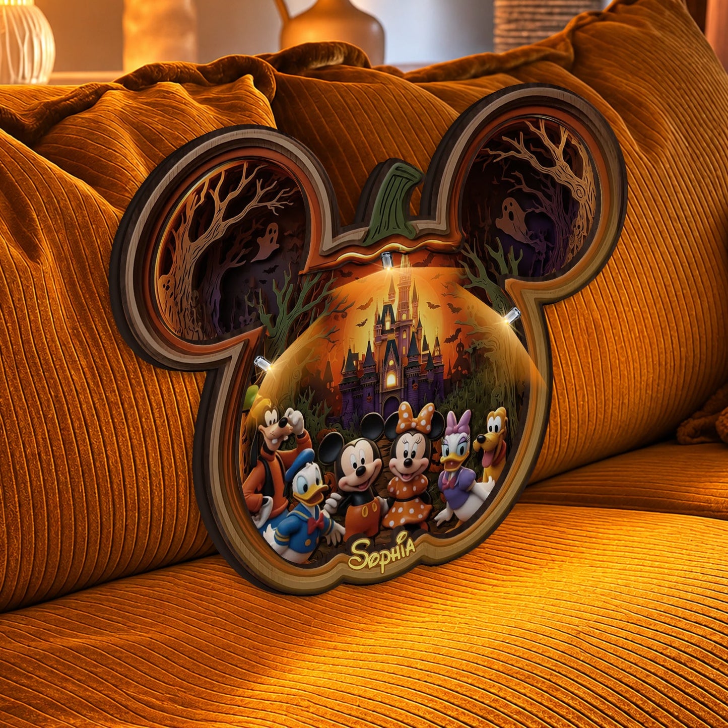 Spooky Night - Personalized Mouse Wooden Light Shadow Box