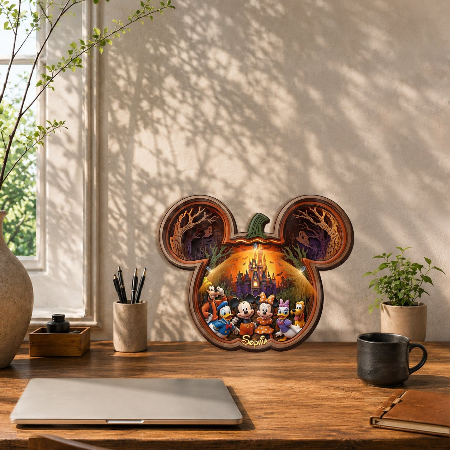 Spooky Night - Personalized Mouse Wooden Light Shadow Box