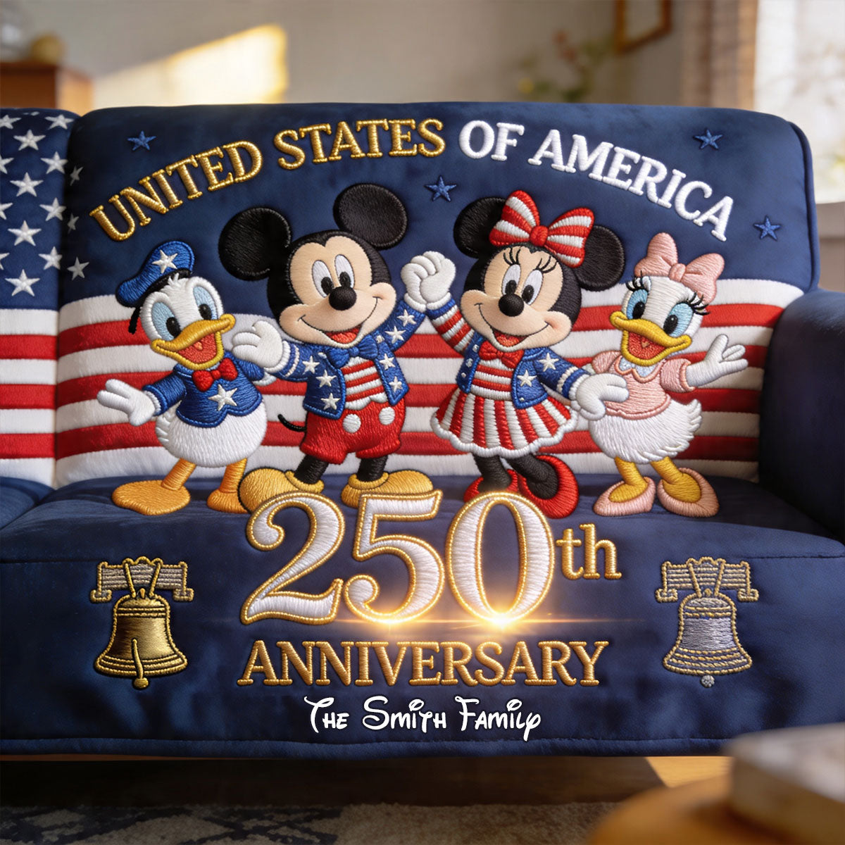 Celebrating 250th Anniversary - Personalized Mouse Quilted Sofa/Couch Cover