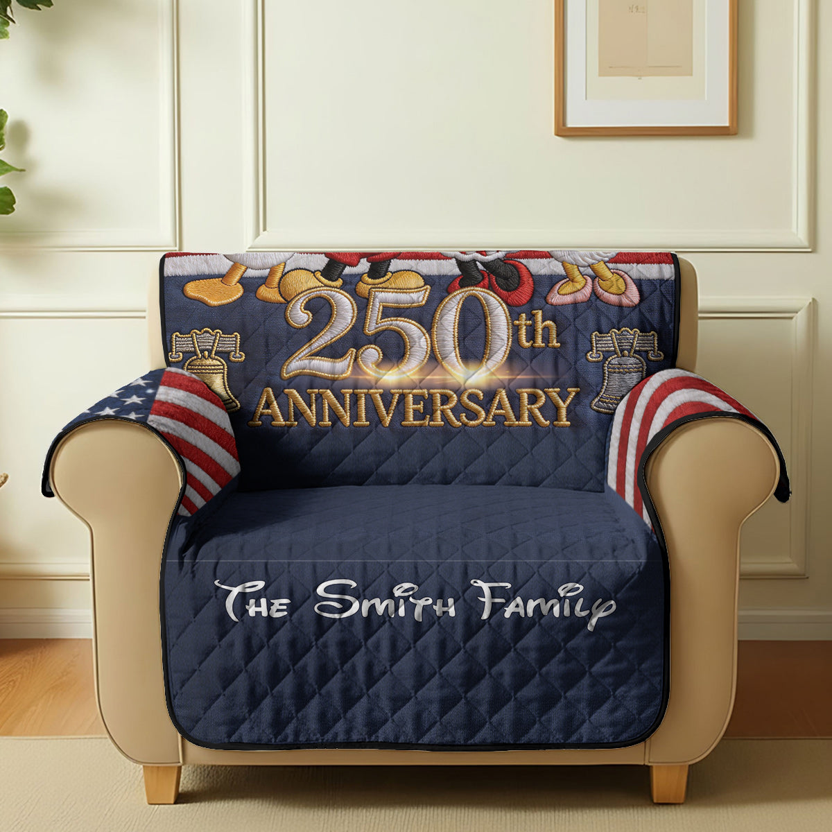 Celebrating 250th Anniversary - Personalized Mouse Quilted Sofa/Couch Cover